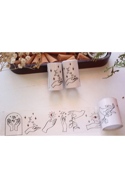 baddin aksesuar Hand Model 2 Pieces Long Tape Transparent Sticker Journal Sticker
