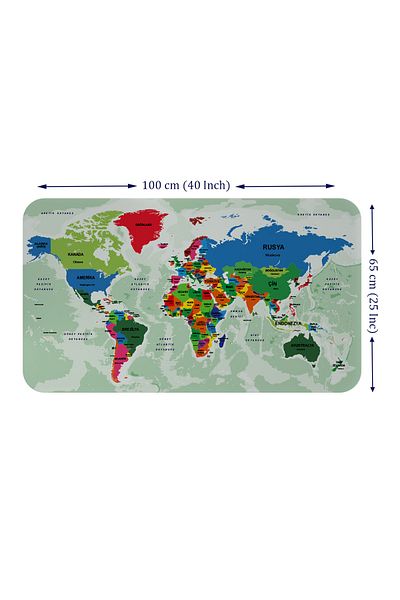dericom Turkish Educational - Ocean Detailed World Map Wall Sticker