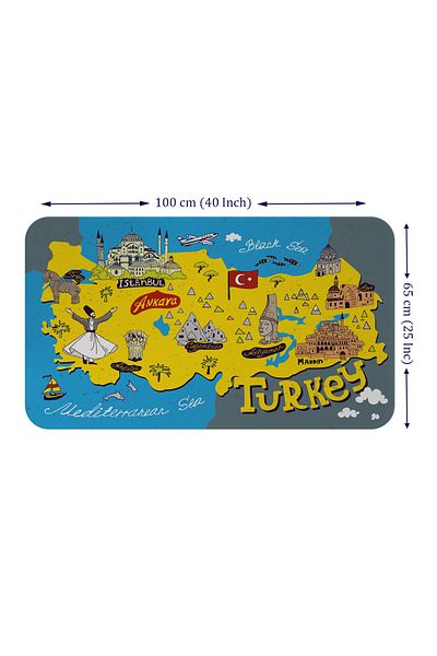 dericom Educational And Instructional Decorative Children's Room Turkey Map Wall Sticker