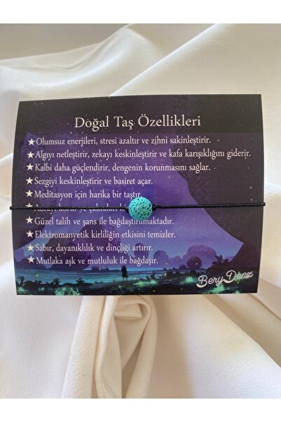 BeryDenz سوار من الحجر الطبيعي باللون الأسود مع بطاقة