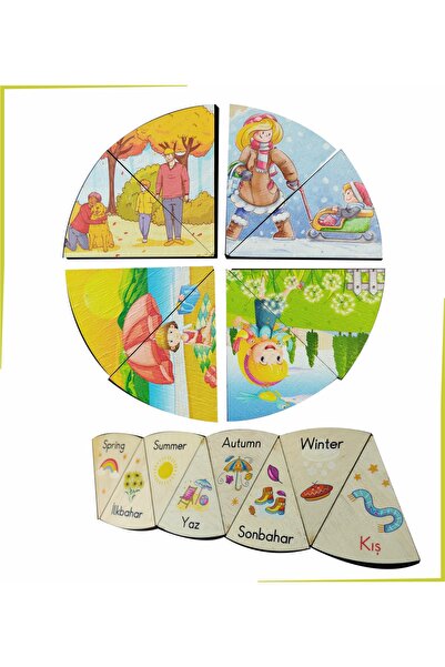Ankebut I'm Learning Turkish English Seasons and Features Wooden Colorful Dou...