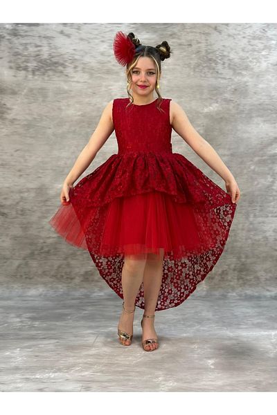 Mashotrend Children's Evening Dress with Salsa Tail and Bow Detail