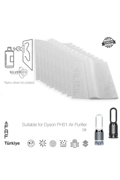 FAF FİLTRE 10 Adet Dyson Ph01 Uyumlu Gümüş Iyonlu Elektrostatik Toz Tutucu Ön...