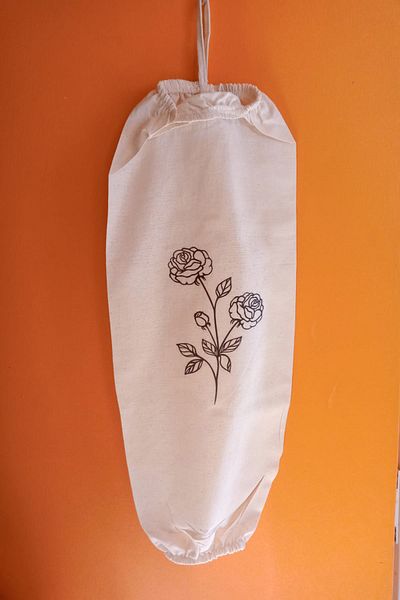 Emtory Home Suport pentru sac din in natural cu imprimeu Güldalı - Organizator de bucătărie