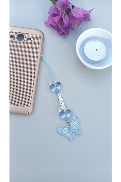 Atolye Ferda Kelebek Figürlü Kalp Detaylı Telefon Charmı Telefon Süsü (love)