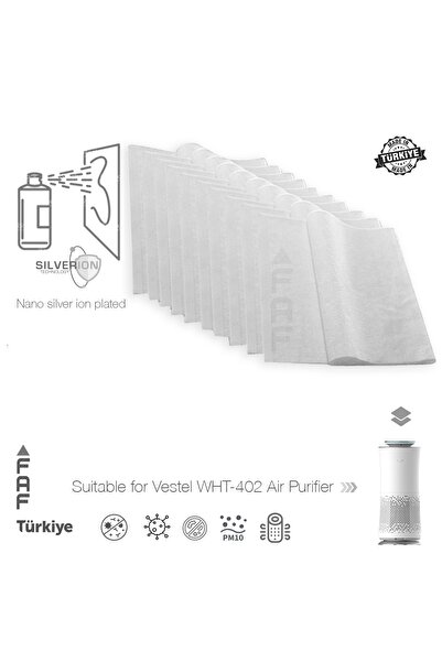 FAF FİLTRE 10 Adet Vestel Wht-402 Hava Temizleyici Uyumlu Gümüş Iyonlu Elektr...