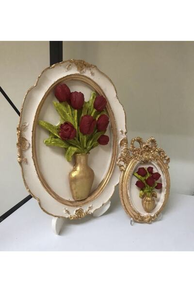 busraconcept Çiçekli Çerçeveli 2 Li Tablo Takımı