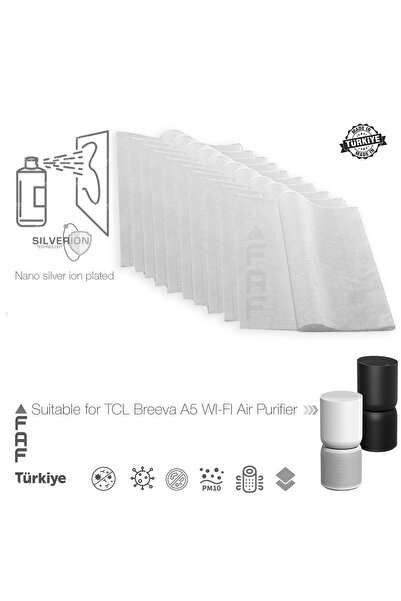 FAF FİLTRE 10 Adet Tcl Breeva A3 / A5 Filtre Üstü Uyumlu Gümüş Iyonlu Elektro...
