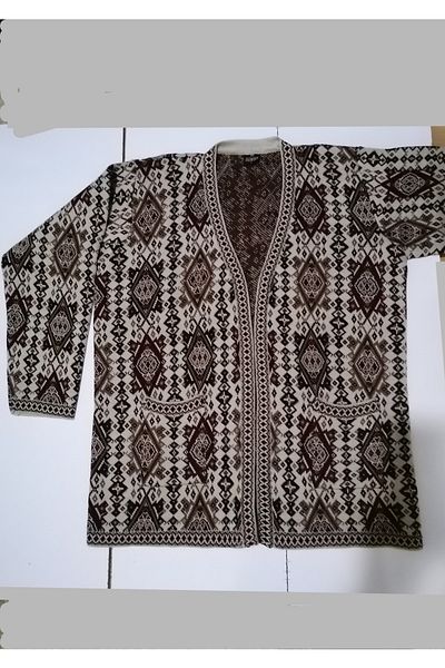 anne moda ankara Κομψό παλτό με μοτίβο κιλίμι σε σούπερ μεγάλο μέγεθος