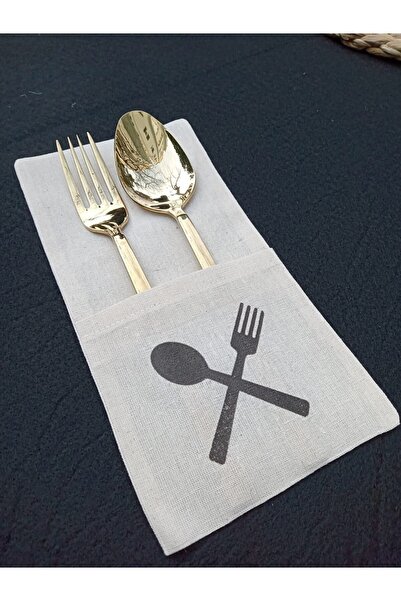 Emtory Home 6 قطع من ملعقة الشوكة وحامل أدوات المائدة من الكتان