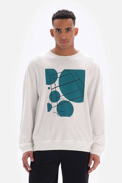 Dagi Weißes Herren-Sweatshirt mit Tennis-Aufdruck