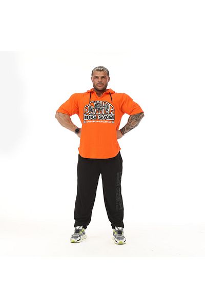 Big Sam Men's Orange Hooded Training T-Shirt 3237