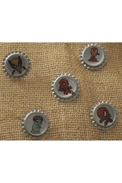 FanomCraft Vintage Gazoz Kapağı Rozet 5'li Set