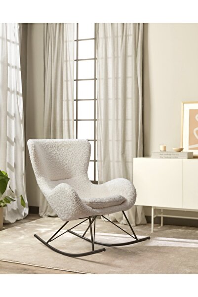 ERİZA Sofya Sallanır Berjer (kırık Beyaz) Teddy 03 zentex (siyah Ayak)