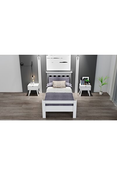 Ninnimo Still 120x200 Yatak Uyumlu Tek Kişilik Beyaz Mdf Karyola Msty-120x200