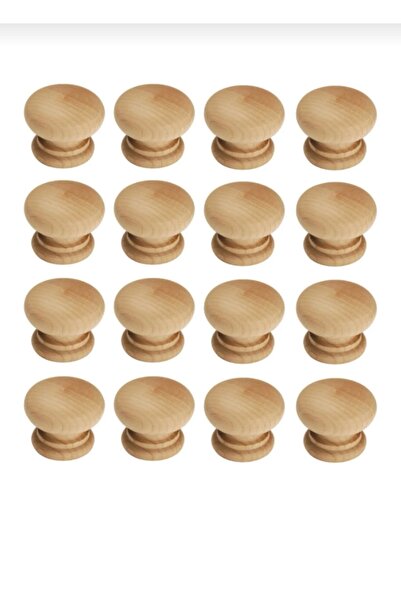 Vera Hediyelik Eşya 16 Adet Mobilya Kulp, Doğal Ham Ahşap Mantar Düğme Kulp Gürgen (vidaları Birlikte Gönderilecektir)