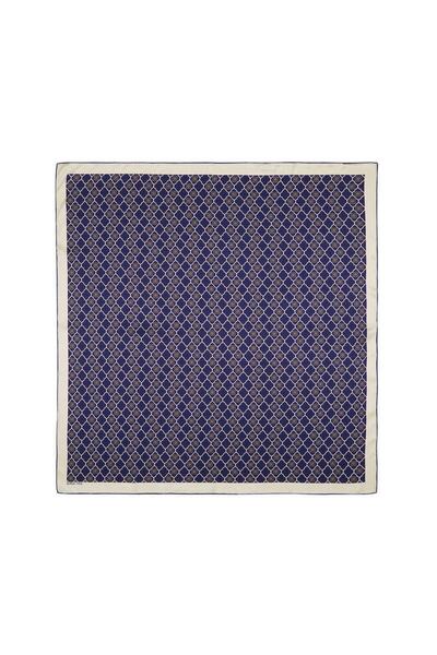 Bursa İpek Μεταξωτό μαντίλι Navy Blue Monogram