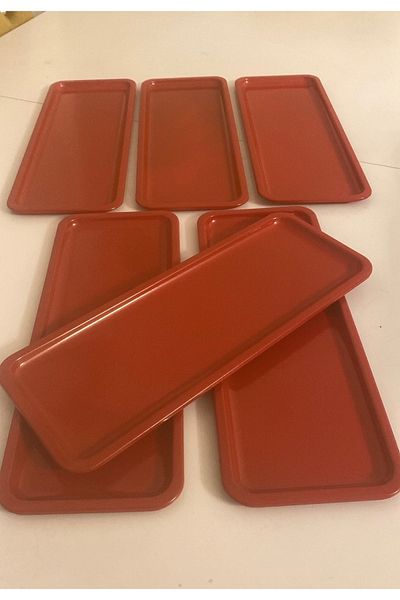 Elzem Red Color Rectangular Model 6 Piece Presentation Tray Luxury Presentation