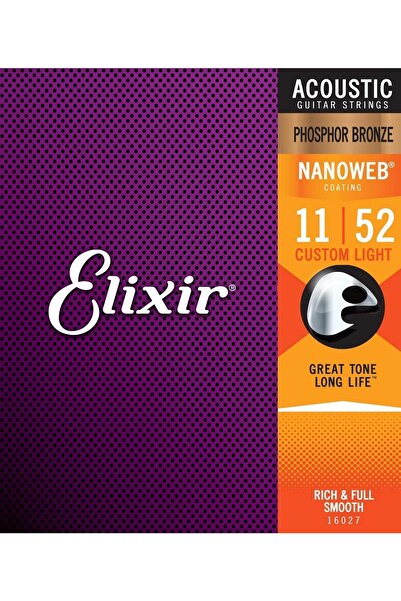 Elixir 16027 Nanoweb Phosphor Bronze Akustik Gitar Teli (11-52)