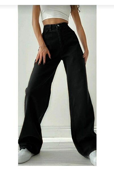 sinembutik Rose Extra Yüksek A.c.a.i.p S.o.l.m.a.z Siyah Salaş Jeans Palazzo Pantolon (süper Yüksek Solmayan)