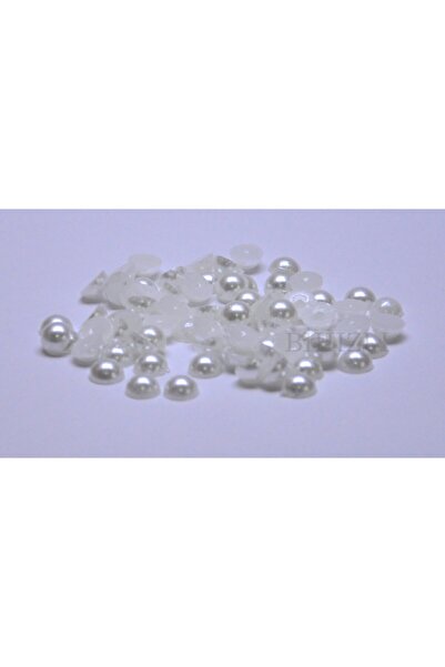 Bi hızlı Mărgele de jumătate de perlă (100 bucăți) Culoare albă 8 mm