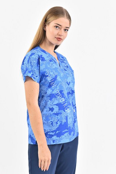 Owlet Medikal Top din jerseu albastru cu model de camuflaj