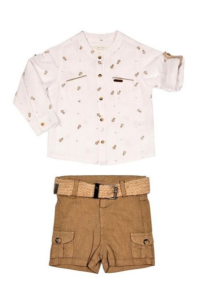 Nanica Kids Boy's Linen Shirt Shorts Set