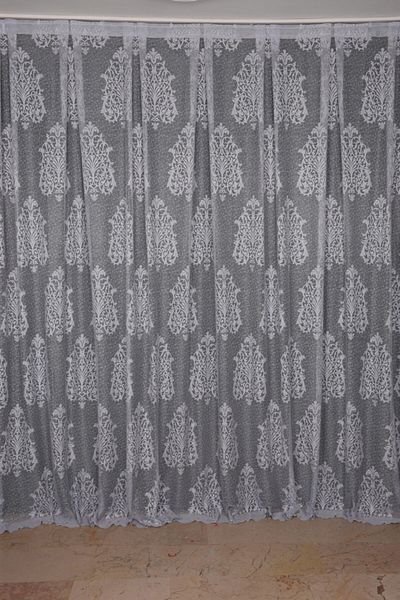 AKÇA TEKSTİL Large Damaks Gray Color Single Wing Planted Pleated Background Curtain 300*260 Cm