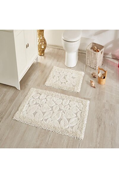 Çapa Home 2li Pamuk Klozet Takımı Yaprak Krem
