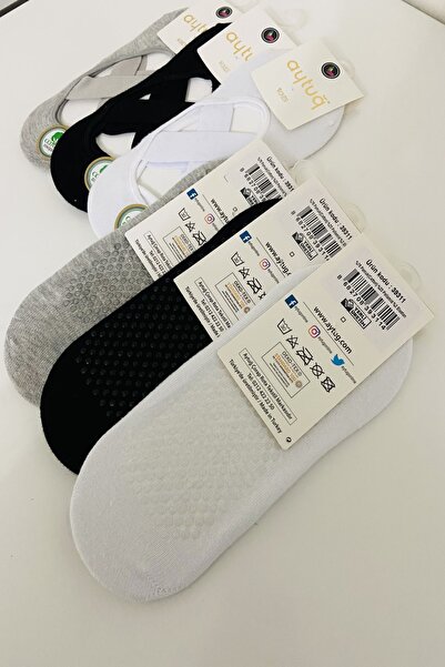 Aytuğ Дамски чорапи за пилатес и йога, неплъзгащи се, комплект от 3