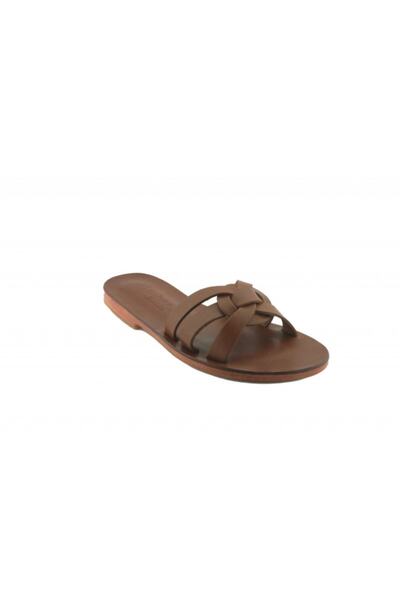 DaphneSandals صندل نسائي مصنوع يدويًا من الجلد الطبيعي بلون أسمر - صندل في ال...