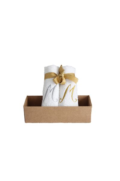 Lucy and Home Machiaj Brodat Litere, Set Prosoape Fata 2 30x30 Cm M Alb