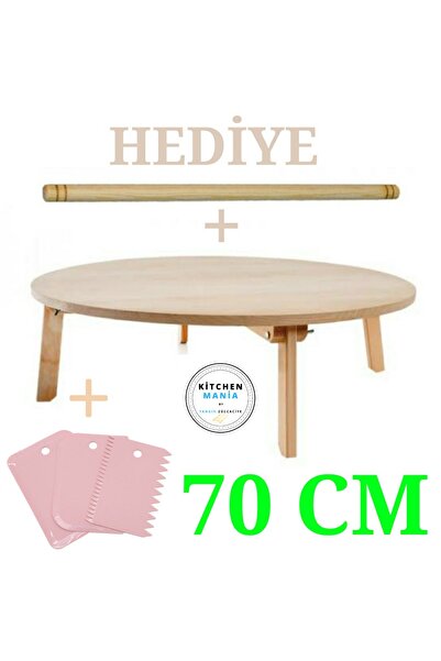 Kitchen Mania 70 Cm Ahşap Mdf Katlanabilir Yer Sofrası-oklava Ve Hamur Kesici...