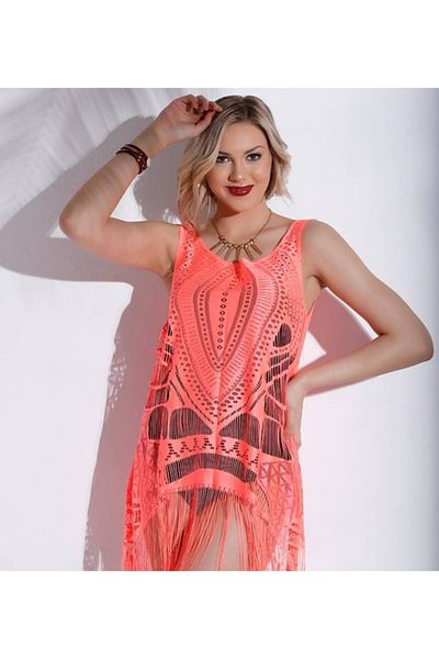 AQUAVİVA Women's Orange Tassel Pareo