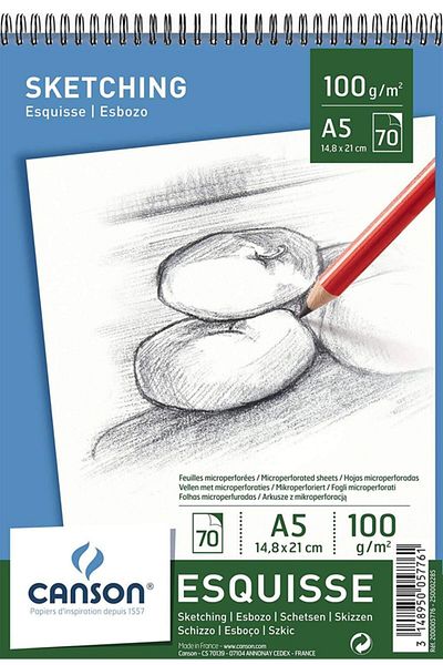 Canson Esquisse Drawing Notebook - A5 - 100gr - 70 Sheets