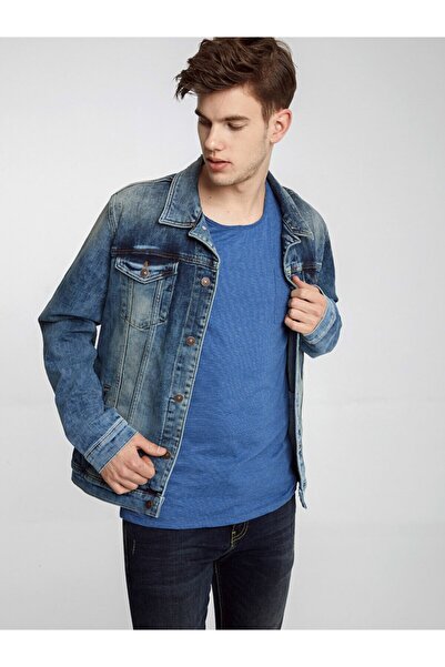 Ltb Men's Navy Blue Short Sleeve Wide Collar T-Shirt 0121984506607930000