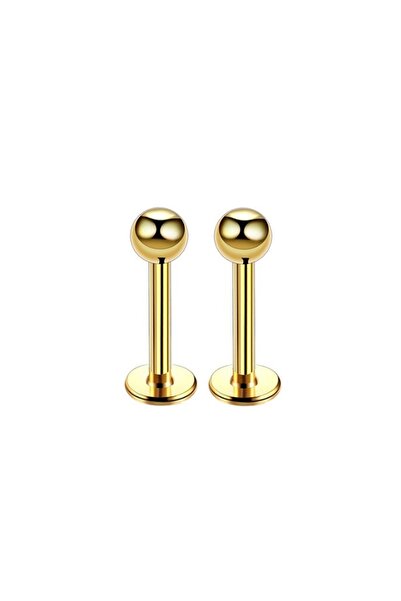 Vilma Aksesuar Dudak Kıkırdak Tragus Çelik Piercing 2'li Set 8 Mm Gold Renk