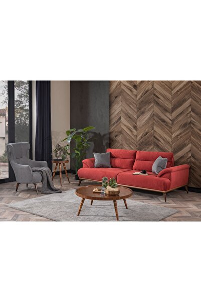 Weltew Home Milano Koltuk Takımı 3+3+1+1 (kırmızı-gri)