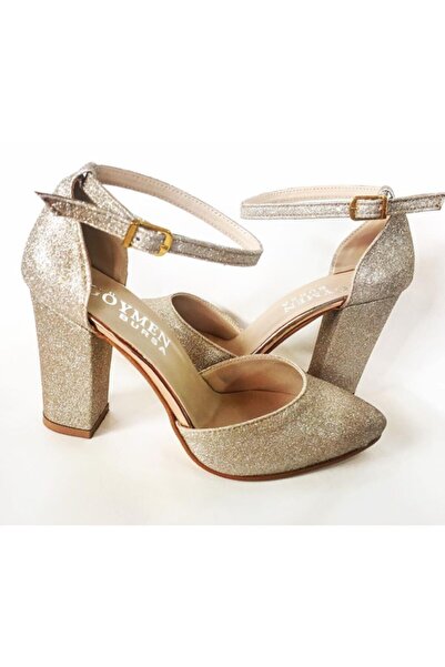 Göymen Kundura Rochie de seara de dama Stilato Slit Abdominal Gold Glitter Skin