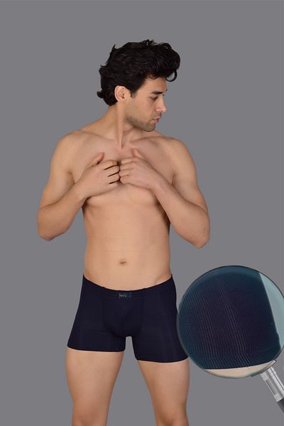 QUEANS Ανδρικό μπόξερ Navy Blue - Εξαιρετικά μαλακό μπαμπού καμιζόλα