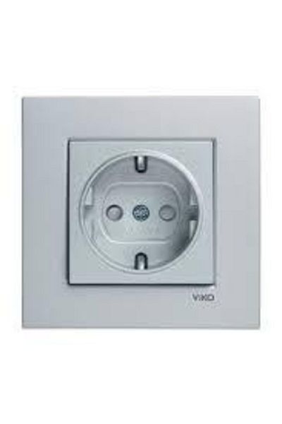 VİKO Artline Novella Silver Child Proof Grounded Socket Framed Included