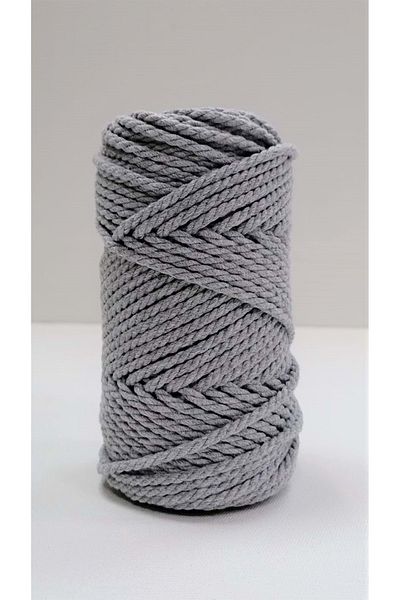 Hobigun Βαμβακερό νήμα μακραμέ Σάρωση 3 mm 3 Twist 250 gr Ανοιχτό Γκρι