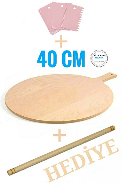 Kitchen Mania لوح بازلاما 40 سم - لوح لف العجين - شوبك وقطاعة عجين هدية