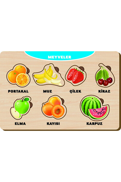 MAKETÇİNİZ Ahşap Bul Tak Eğitici Yapboz Meyveler