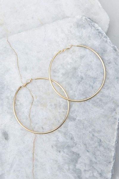 Mathilda Aksesuar Gold Medium Hoop Earrings