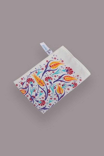 Bursa İpek Yellow Red Tulip Pattern Pouch