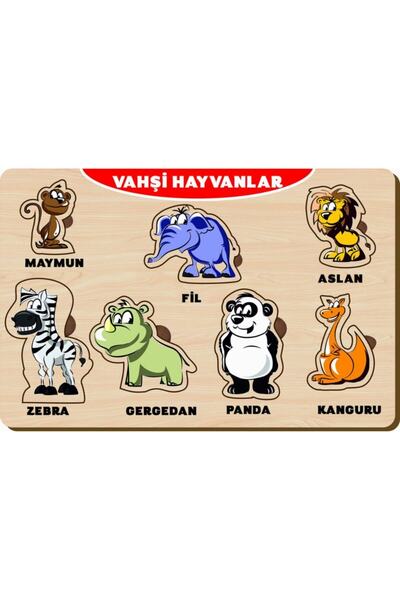 MAKETÇİNİZ Ahşap Bul Tak Eğitici Vahşi Hayvanlar