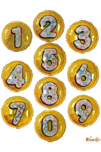 ikm balon Foil Round Number Balloon Gold 8