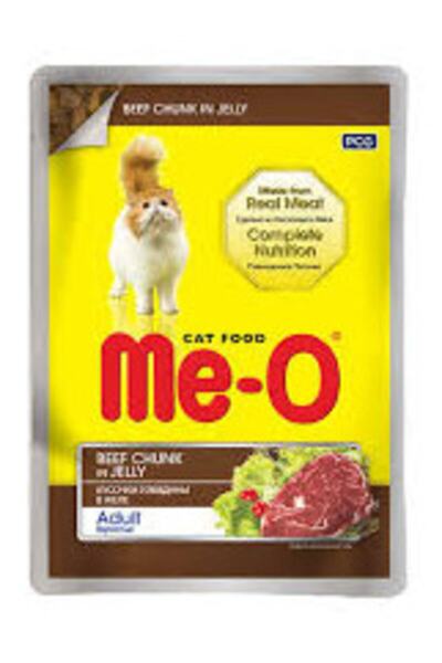 me-o Yetişkin Kediler İçin Jöle İçinde Dana Eti Parçalı Yaş Mama