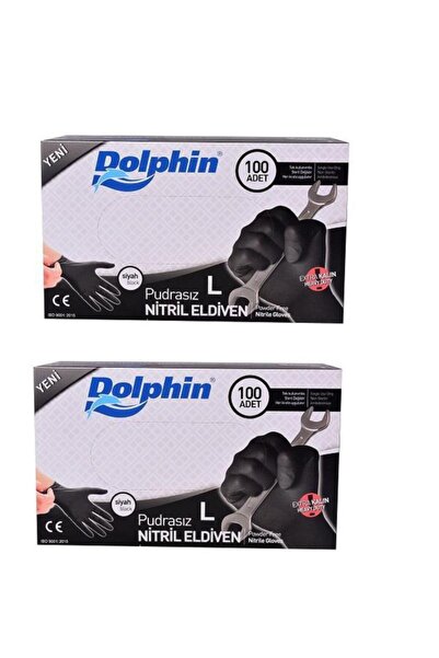 Dolphin Nitril Pudrasız Siyah Large Extra Kalın 2 Paket